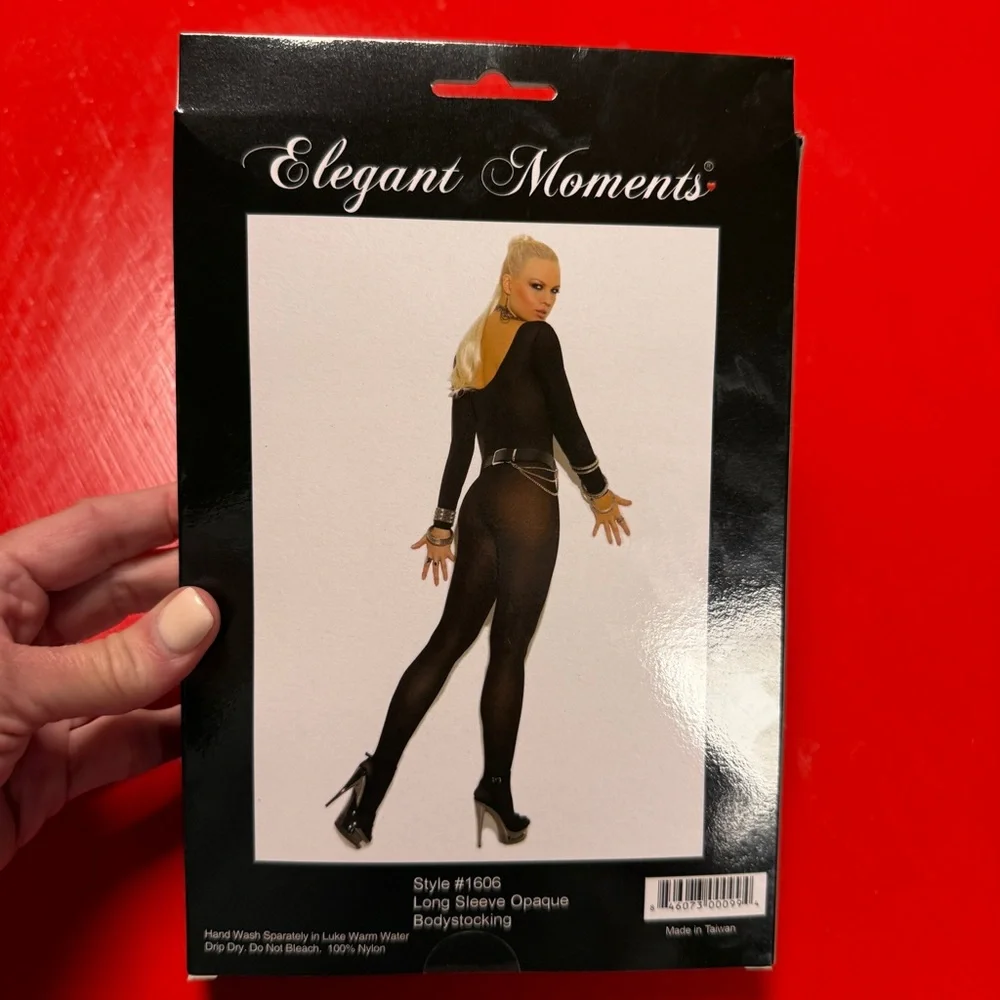 NWT Long Sleeve Body Stocking Crotchless Black